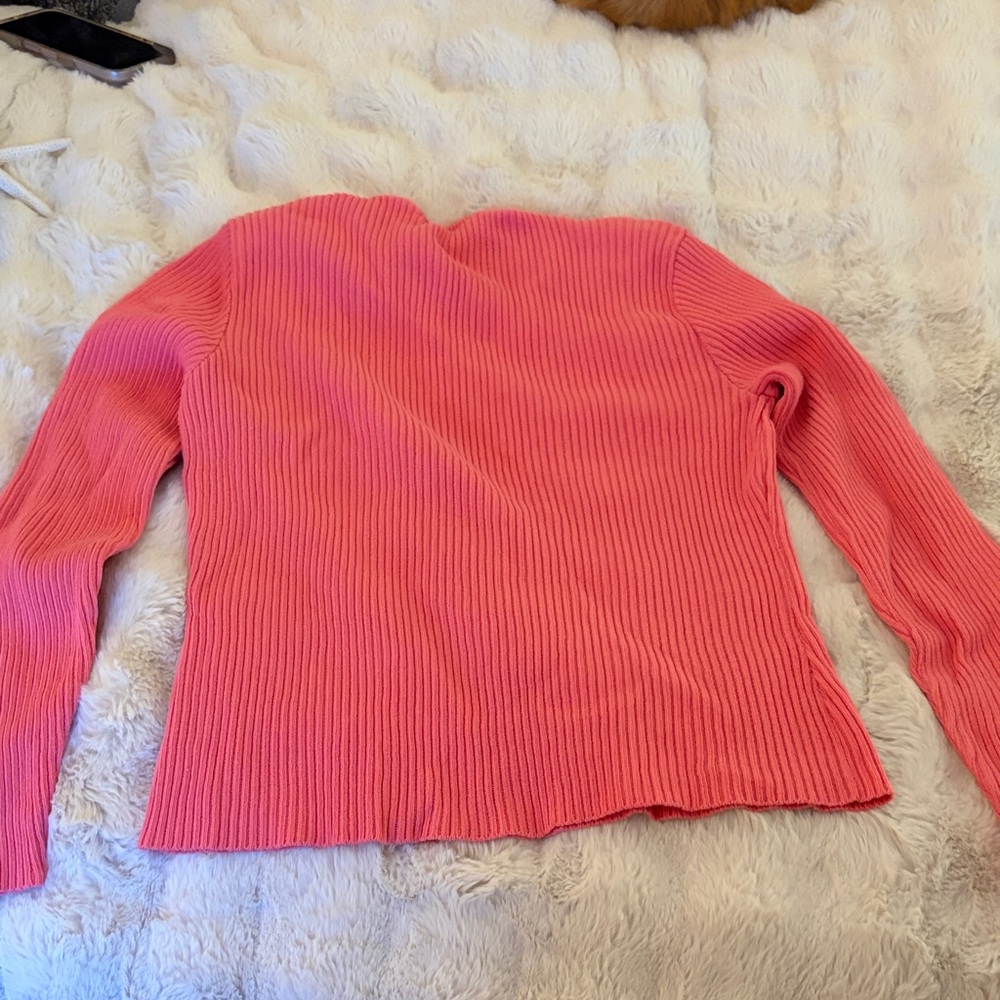 Women's Pink Ribbed Sweater - Picture 3 of 3